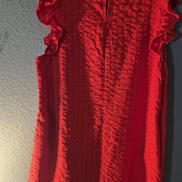 Textured Red Ruffle Sleeve Formal Dress - Picture 5 of 5
